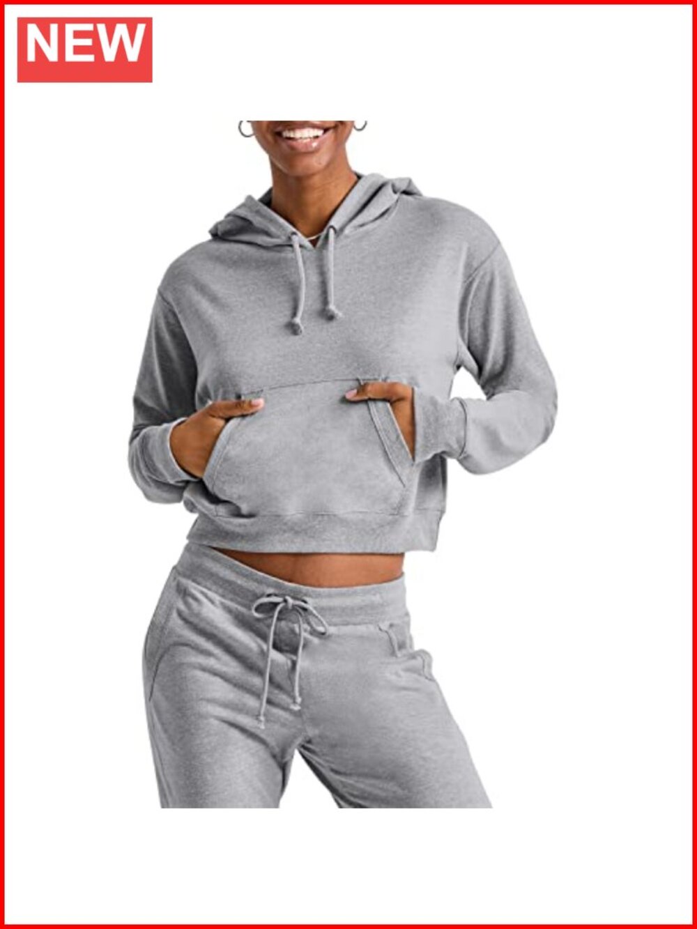 Cropped Pullover Hoodie French Terry Hooded Sweatshirt Relaxed Fit